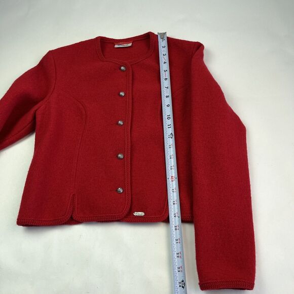 Vintage Boos Austria Boiled Wool Blazer Jacket S Red Cottagecore Alpine - Picture 7 of 14